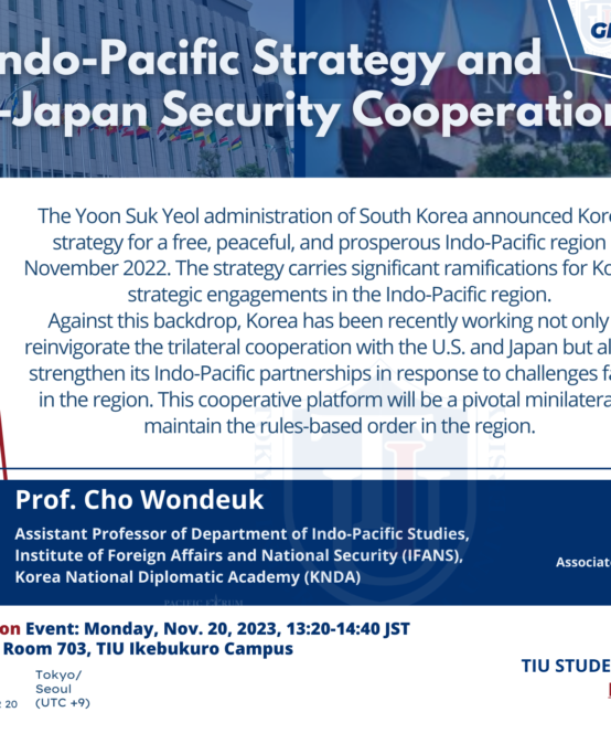 TIU Global Dialogue #30: Seoul’s Indo-Pacific Strategy and ROK-US-Japan Security Cooperation